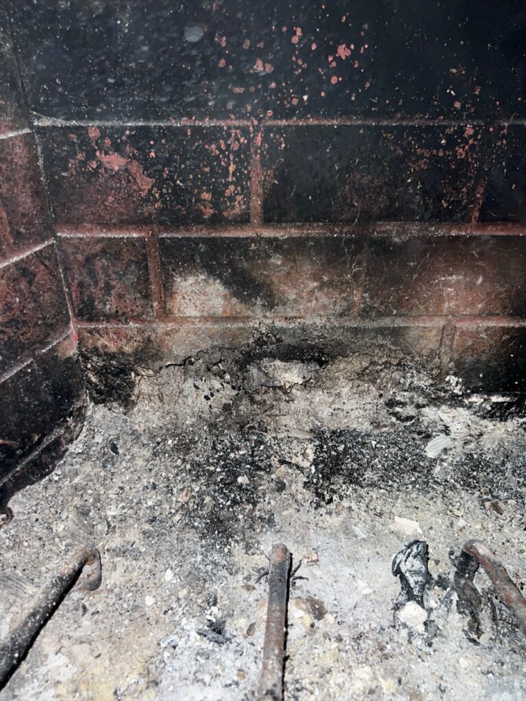 Firebox mortar joints during crack sealing
